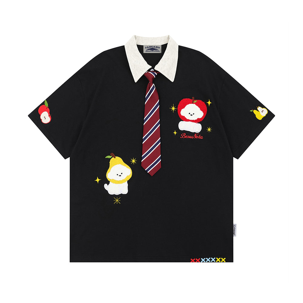 Retro polo collar short sleeves