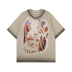 레트로 스트리트 프린트 반소매