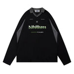 復古運動風撞色拼接長袖