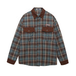 Retro contrast plaid long sleeve shirt