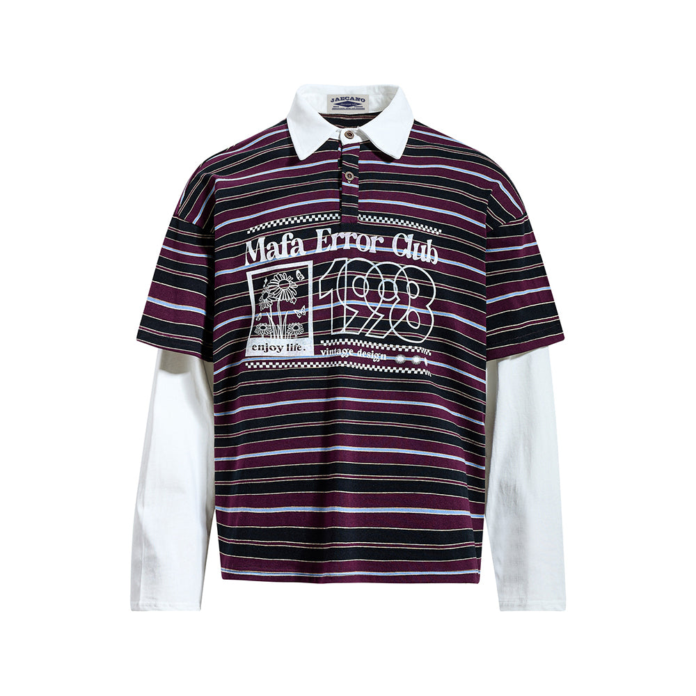 Color-blocked faux two-piece long-sleeved top