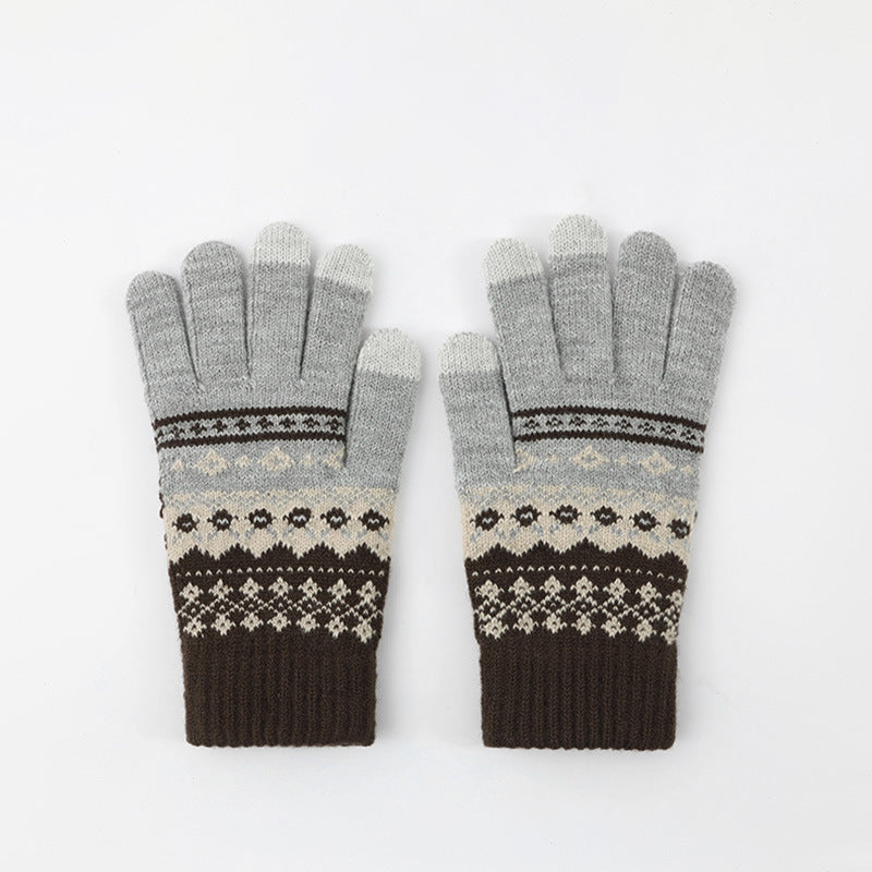 Retro Jacquard Warm Gloves