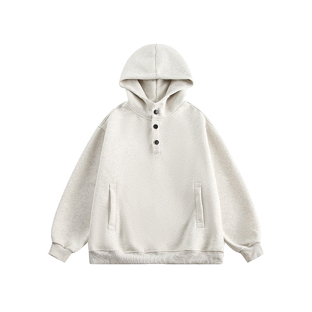 Button-down hooded sweatshirt