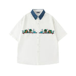 撞色拼接可愛短袖襯衫