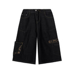 Panelled cargo cropped jeans