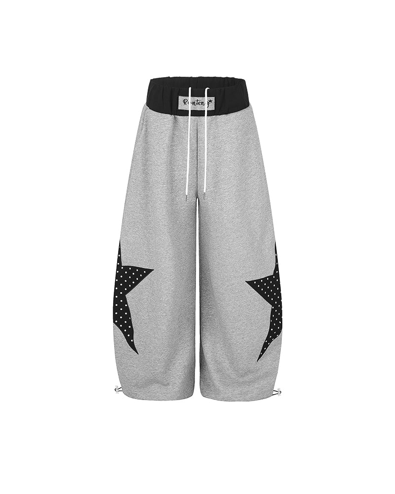 Contrast color patchwork casual pants
