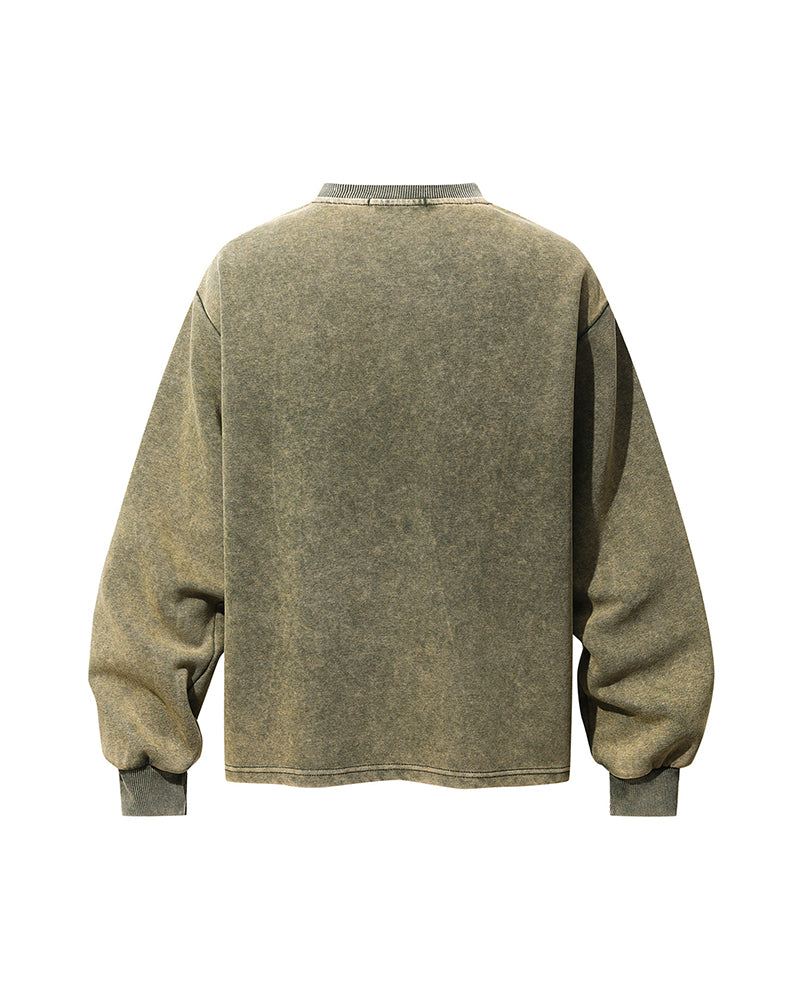 Retro distressed casual sweatshirt