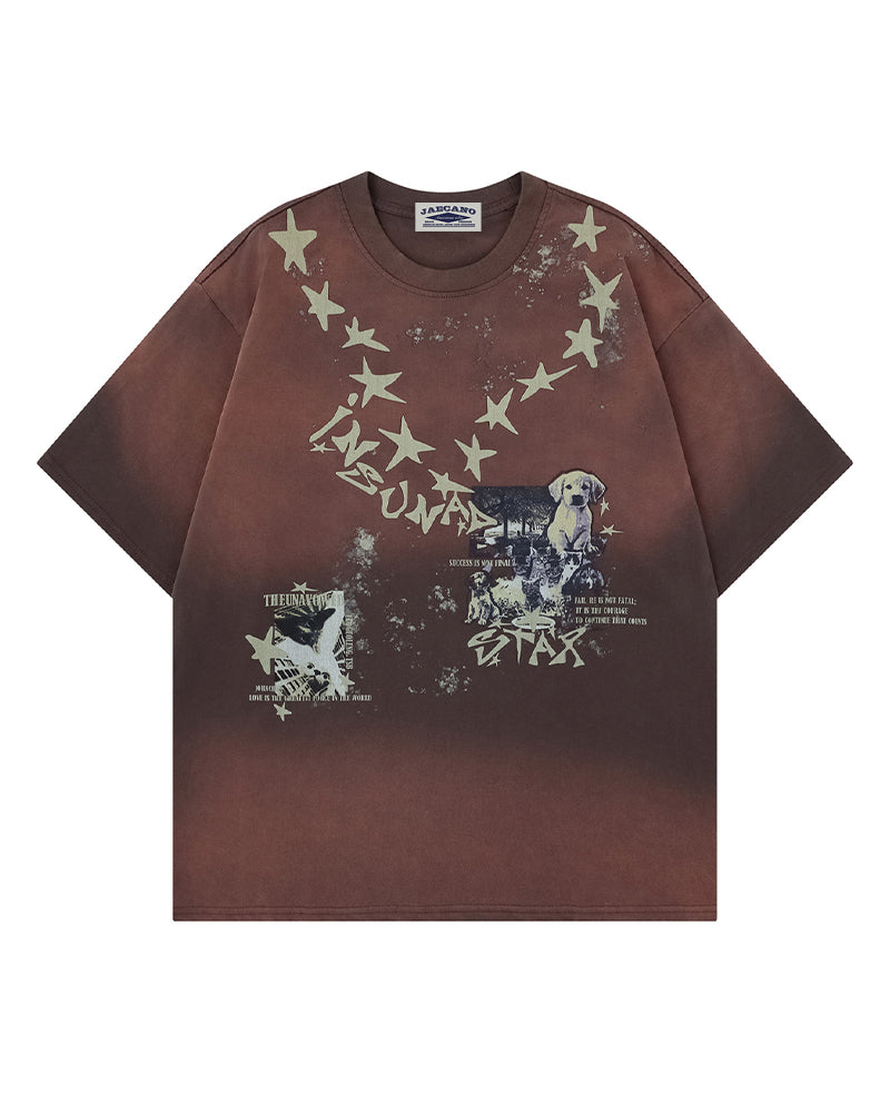 Distressed star short sleeve