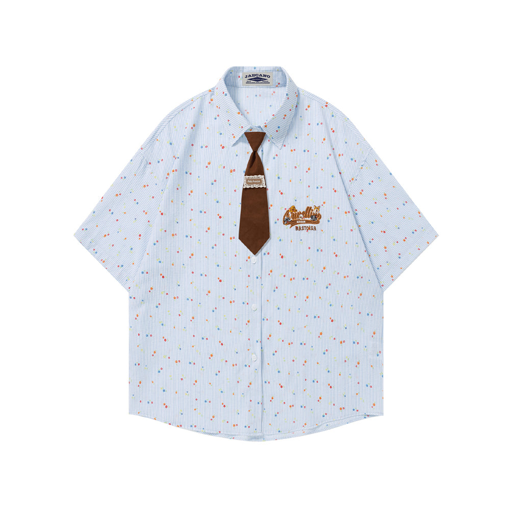 卡通刺綉短袖襯衫