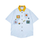 撞色條紋短袖襯衫