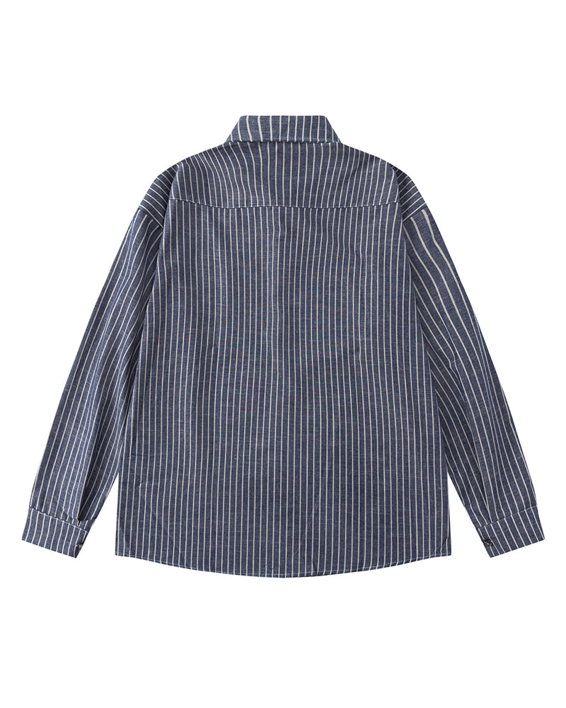 Vertical striped long-sleeved shirt