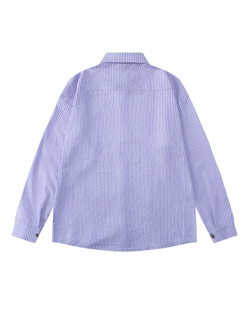 Vertical striped long-sleeved shirt