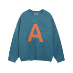 慵懶字母圓領毛衣