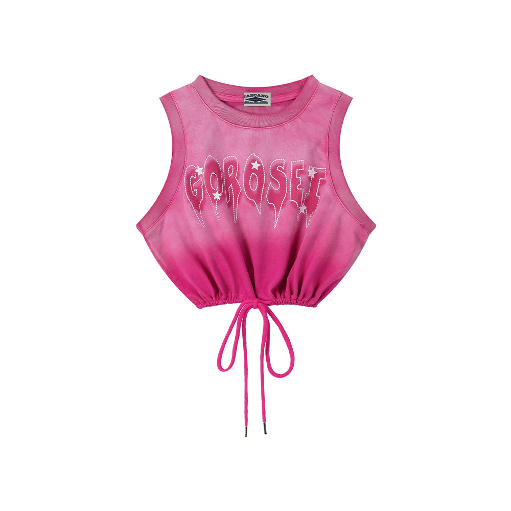 Gradient cute drawstring vest