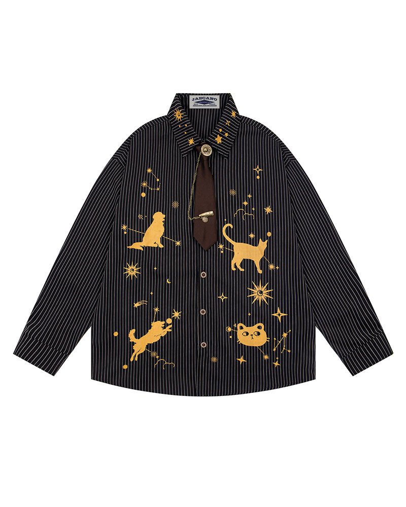 Starry Sky Cat and Dog Long-Sleeved Shirt