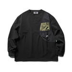 Patchwork pocket crew neck sweatshirt