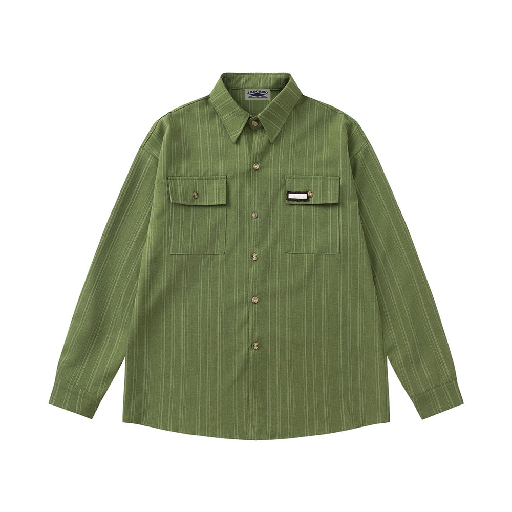 復古條紋長袖襯衫