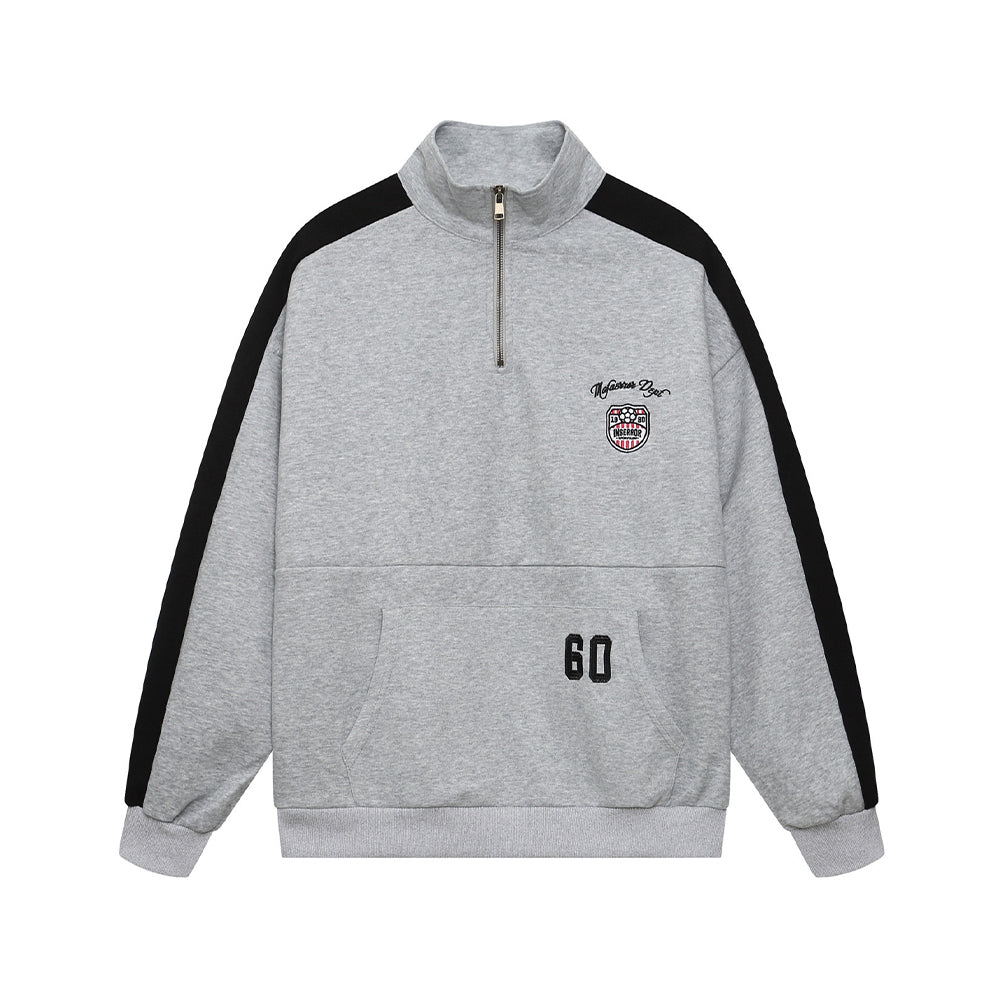 Vintage Badge Stand Collar Sweatshirt