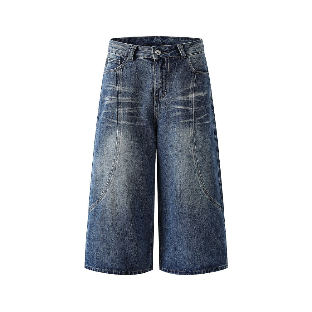 Vintage washed denim shorts
