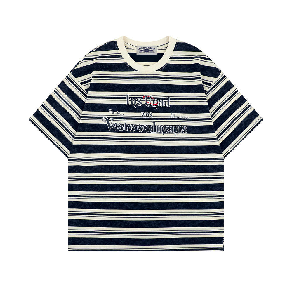 Retro striped print short sleeves