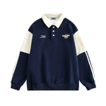 Color-blocked collared sweatshirt