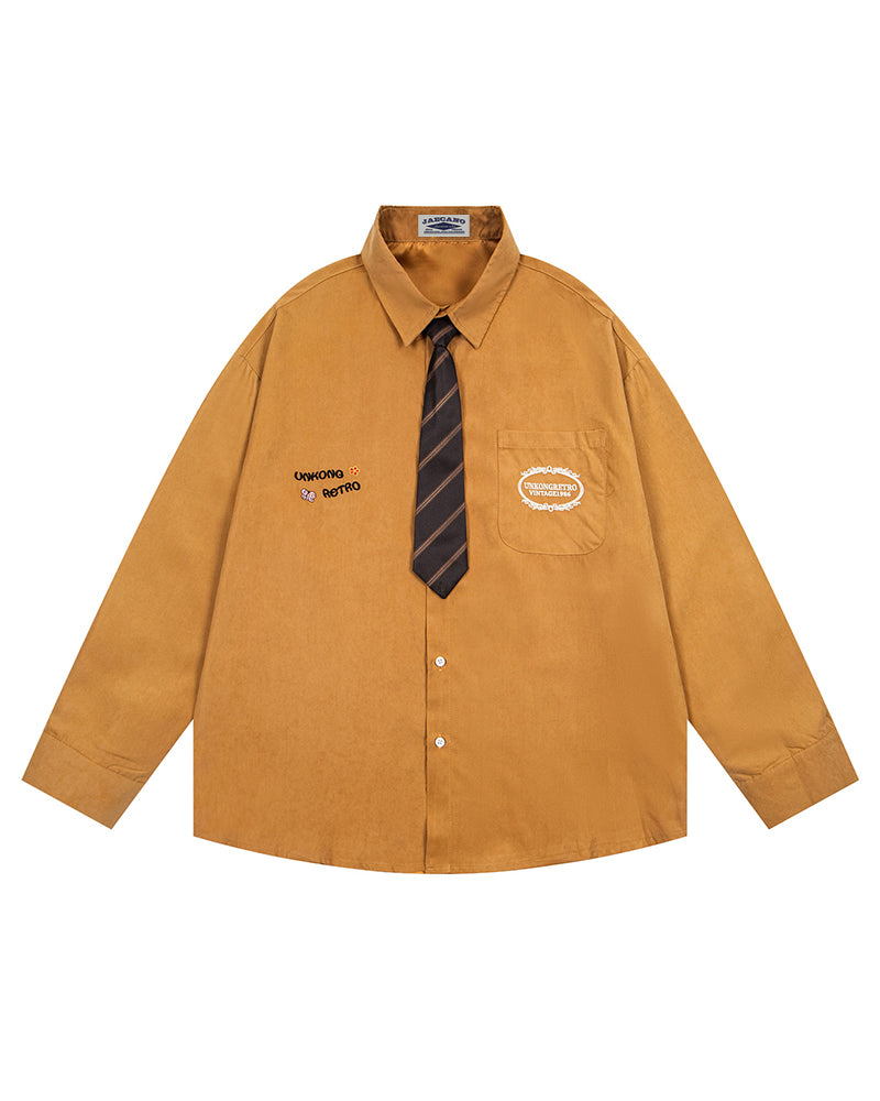 Casual Embroidered Long-Sleeved Shirt