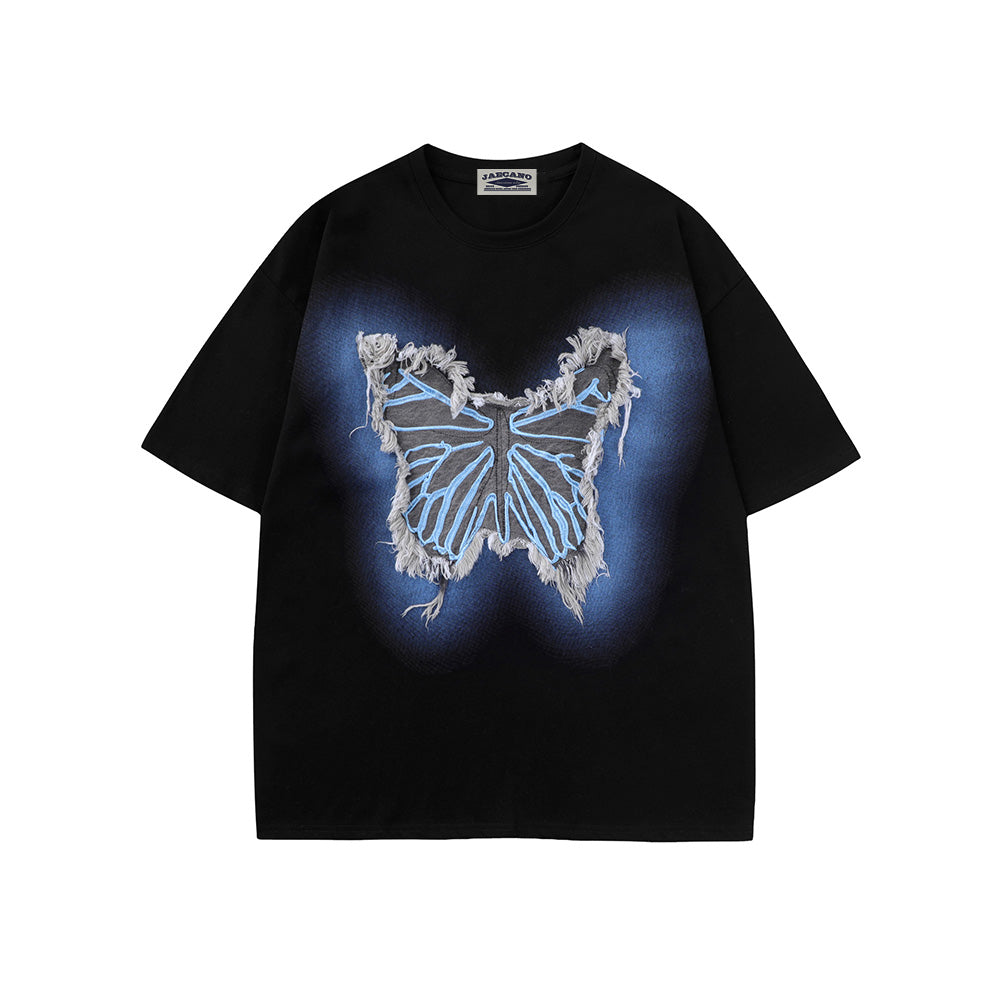 Butterfly raw edge patch short sleeves