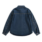 復古撞色牛仔長袖襯衫