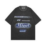 레트로 프린트 라운드넥 반팔