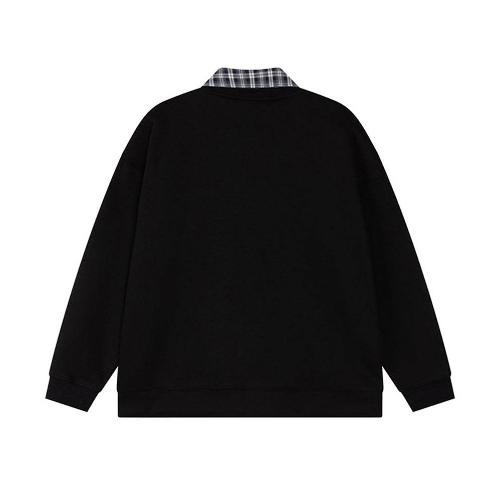 Collared faux two-piece couple top