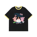 귀여운 컬러블록 프린트 반팔