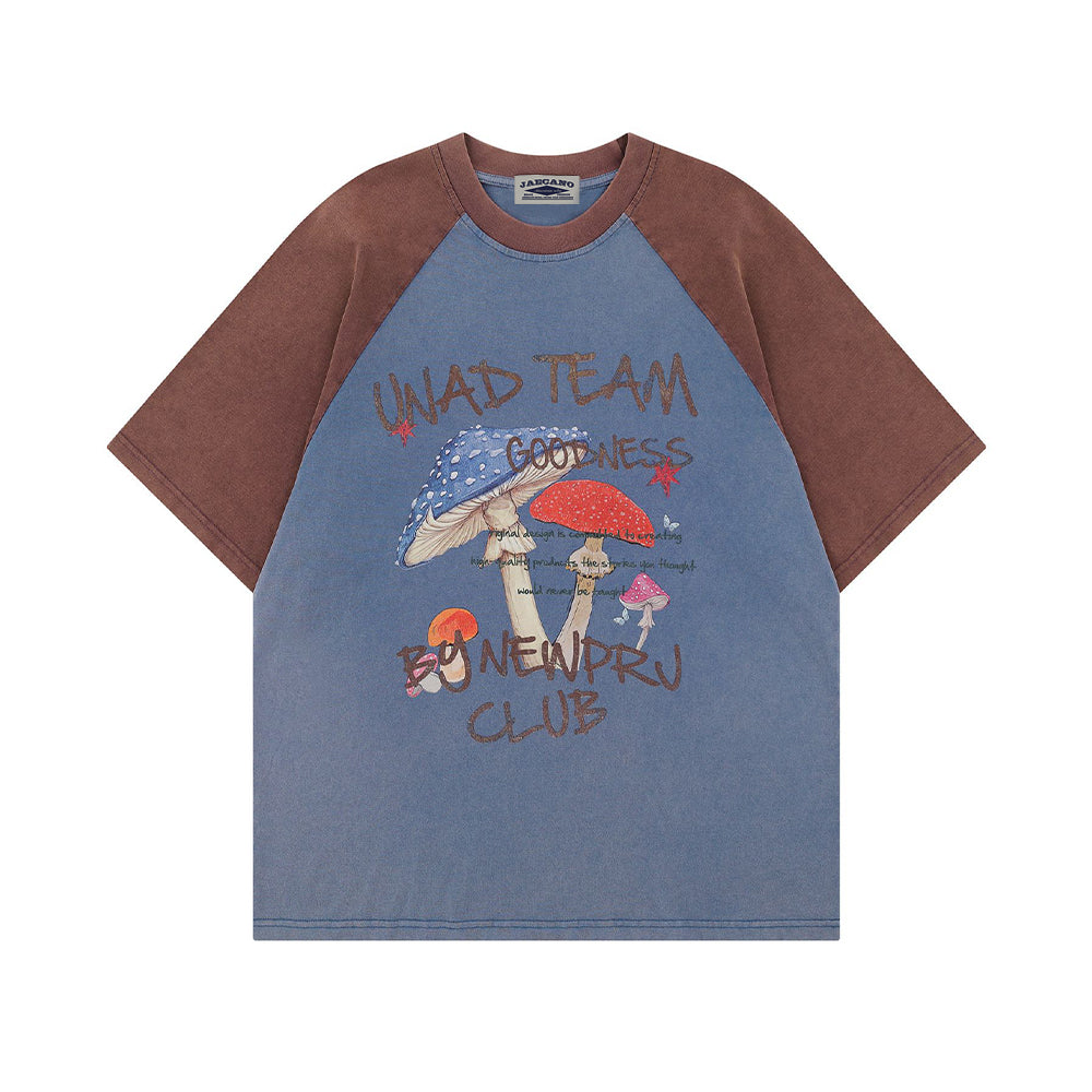 Contrast color mushroom short sleeves