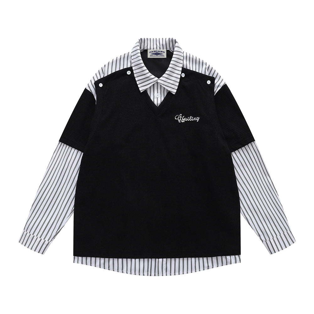Fake two-piece polo sweatshirt