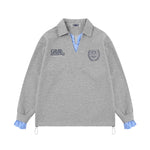 Badge Print Faux Two-Piece Sweatshirt