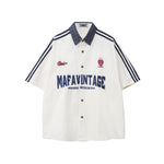 Embroidered contrast plaid short-sleeved shirt