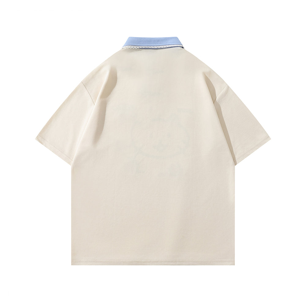 Contrast color cute short sleeves
