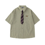 簡約格紋短袖襯衫