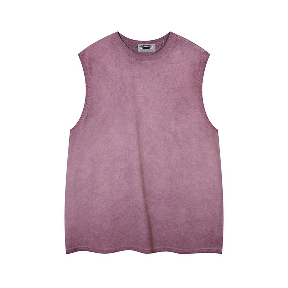 Washed solid color sleeveless vest