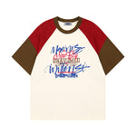 느슨한 대조적인 색상 디자인의 짧은 소매