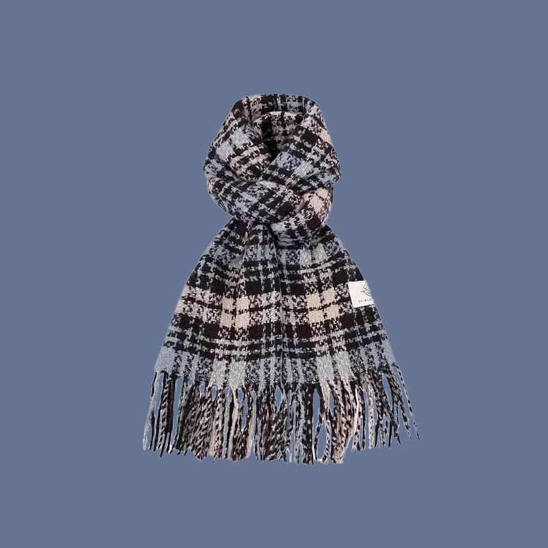 Blue warm thickened scarf