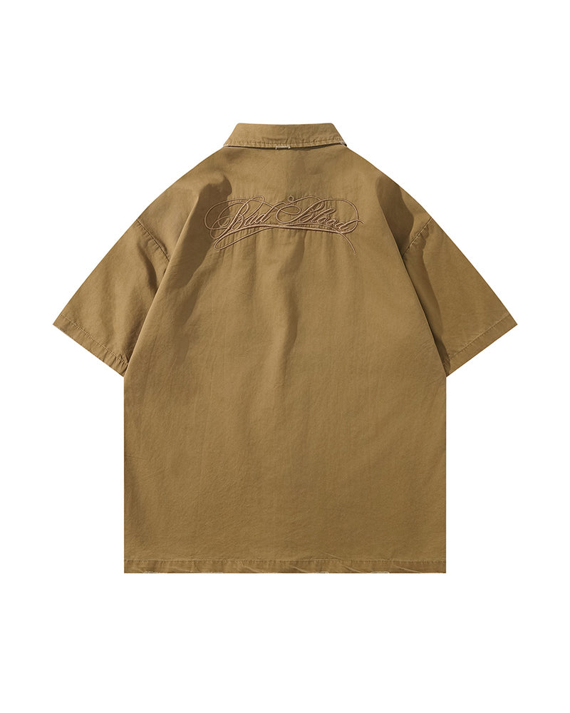 Retro patchwork casual shirt