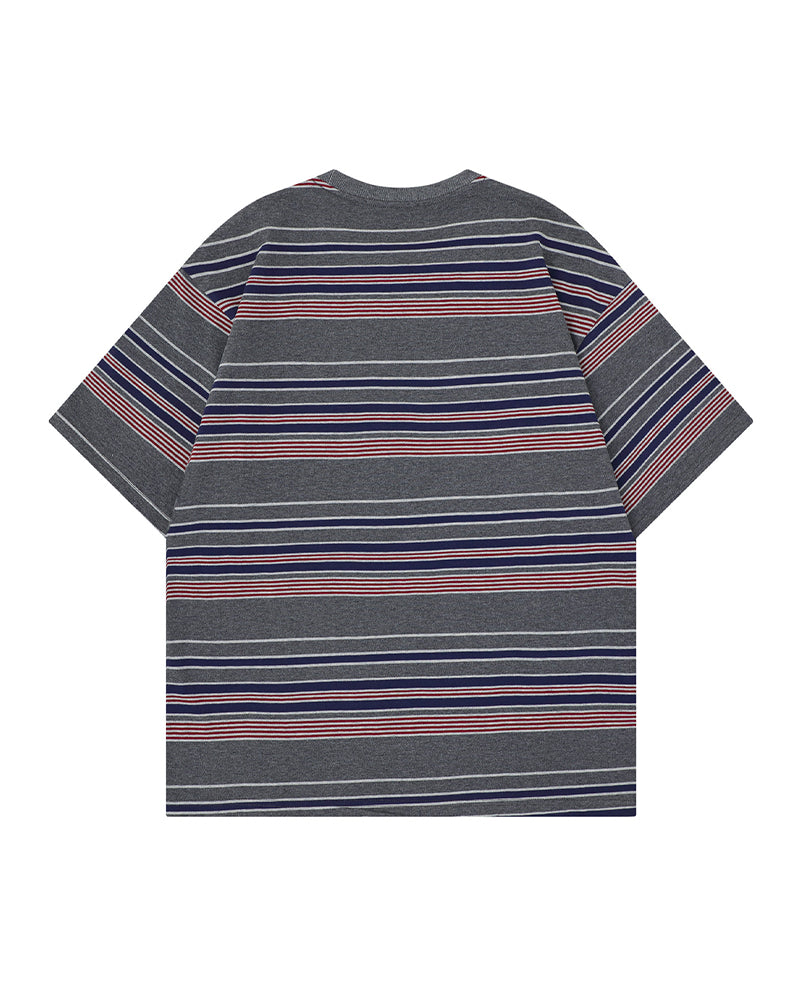 Retro color-blocked short-sleeved shirt