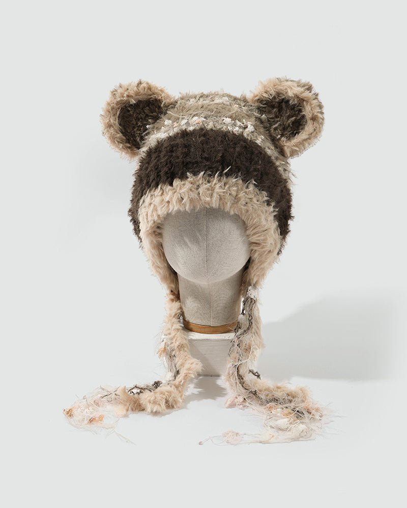 patchwork plush warm hat