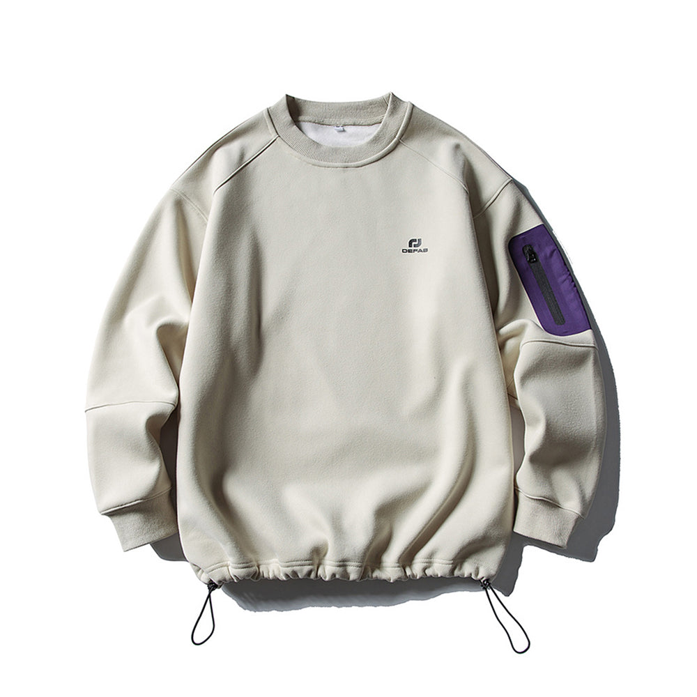 Fleece-lined crew neck pullover sweatshirt