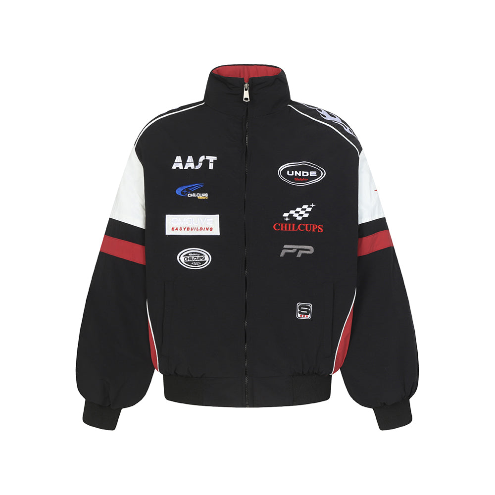 Patchwork racing suit jacket