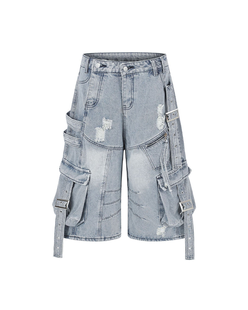 Distressed ripped shorts