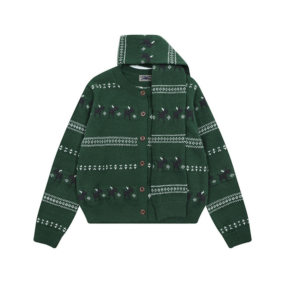 Striped knit cardigan with a relaxed feel (women's)