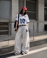 ダブルウエストのカジュアルパンツ