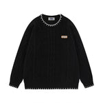 Contrast color crew neck sweater