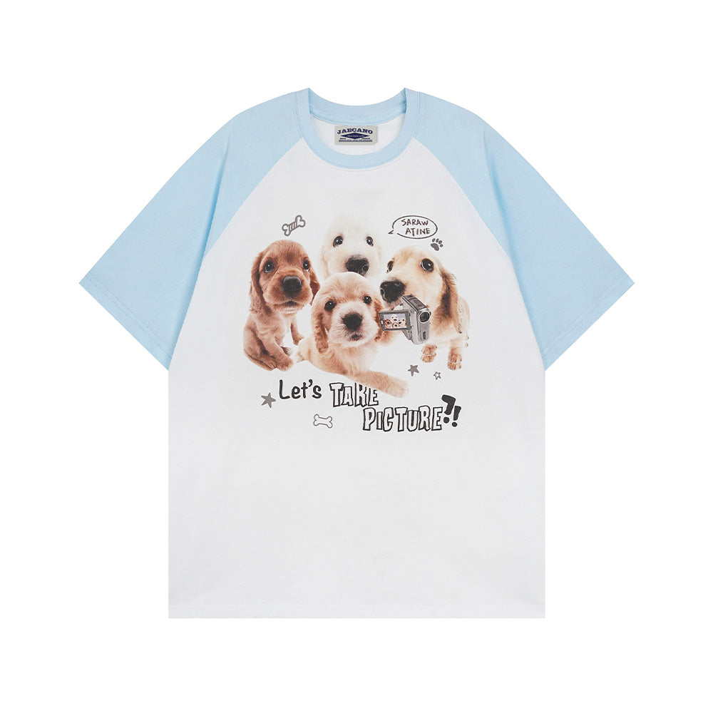 Cute puppy print short sleeves